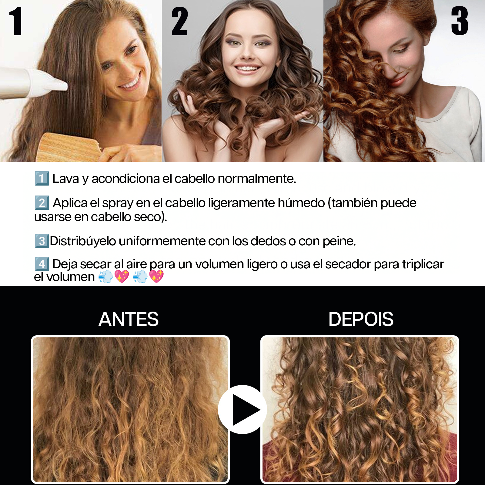 Spray para volumen y brillo del cabello Fluffy Hair - Roses Jolie