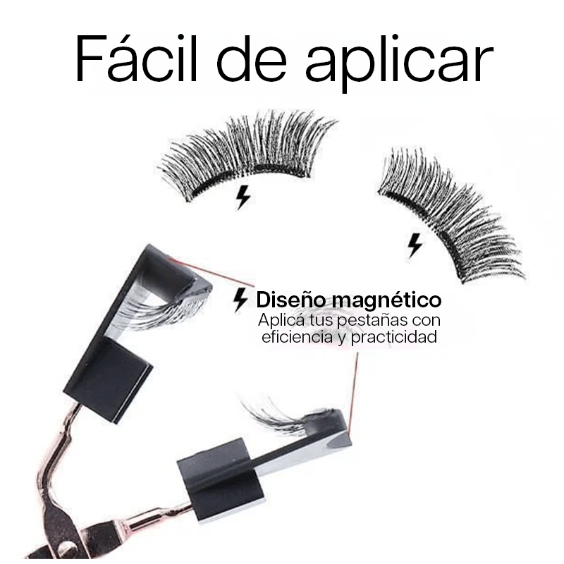 Kit Magnético de Pestañas Naturales con Aplicador Clip - Roses Jolie